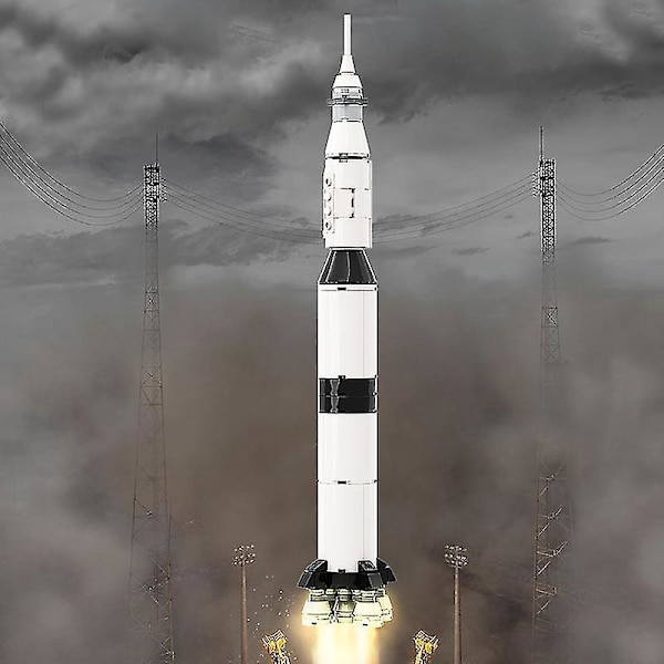 Teknisk Saturn V Raket Byrum Space Station Shuttle Opsendelsesmodel Byggeklodser Satellit Udforskning Børnelegetøj Juguete
