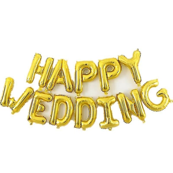 Bryllupsdekorationsballon Belon Happy Wedding Aluminiumsfolieballon 16 tommer