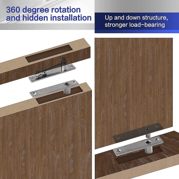 Tunga dörrgångjärn - Dolda dörrgångjärnssystem för 360 graders rotationsdörr, rostfritt stål upp och ner axelgångjärnsset