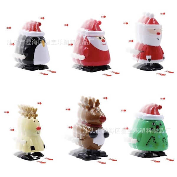 Vind-upp leksaker för barn, Vind-upp gående jultomte älg vind-upp leksaker, julklappar open-mouthed jumping penguin