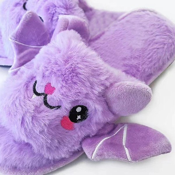 Halloween flaggermusdyr tøfler myke plysj koselige åpne tå kvinner fuzzy tøfler purple us 5