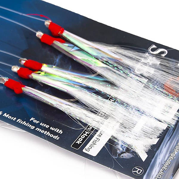 5 stk/sett Fiske Lures Verktøy Makrell Fjær Bass Torsk Lure Havfiske Krok Treble