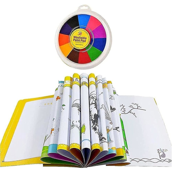 Fingermålningssats, tvättbara fingerfärger för barn, 12 färger Finger Ink Pad-stämpel