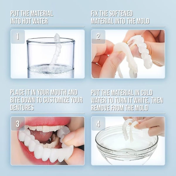 Tandbytessats, ersätt en saknad tand på några minuter, faner för tillfällig reparation, komplettera ditt leende med falsk tand