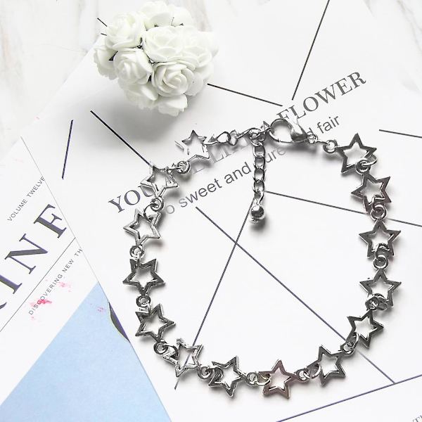 Stjernekæde Cool Girl Legering Materiale Hul Femspidset Stjerne Stablet Armbånd