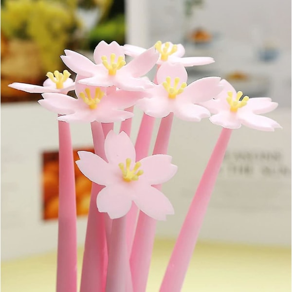 12 stk Cherry Blossoms Gel-penner for barn, kvinner, kolleger, vertinne og kjæreste, flotte festartikler og skolemateriell, svart blekk (0,5 mm)