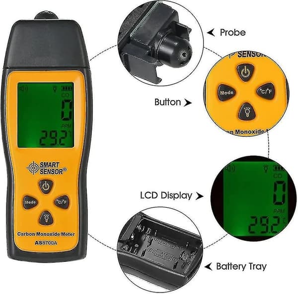 Smart sensor karbonmonoksiddetektor, 1000ppm karbonmonoksidanalysator, digital karbonmonoksiddetektor