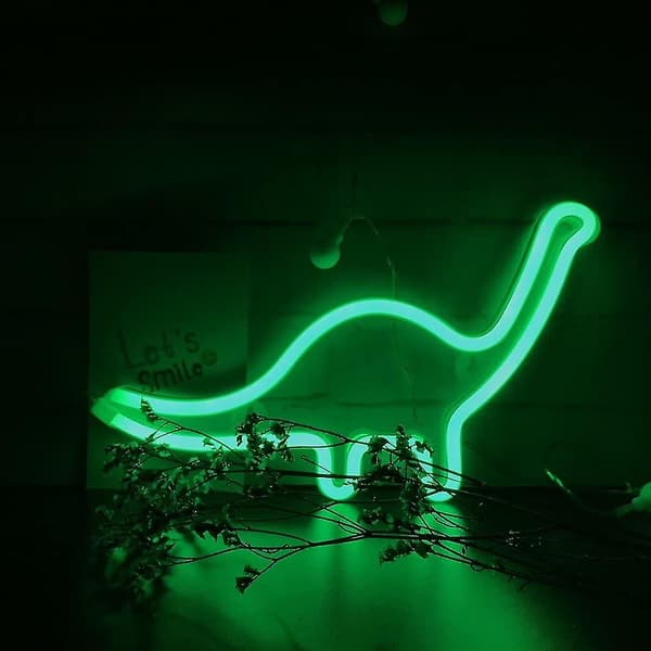 Neonvalo, Dinosaurus-koristelamppu, seinätaidekyltti lapsille