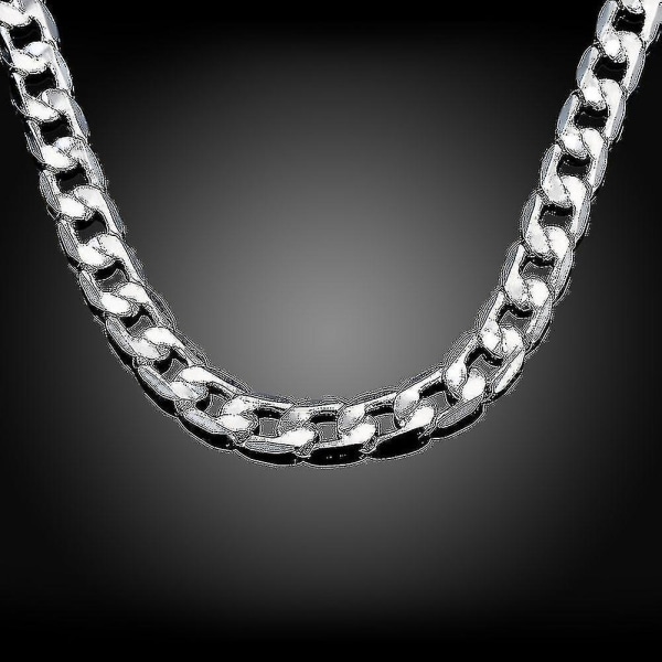 Specialtilbud 925 Sterling Sølv Halskæde Til Mænd 20/24 Tommer Klassisk 8mm Kæde Luksus Smykker Bryllup Julegaver -
