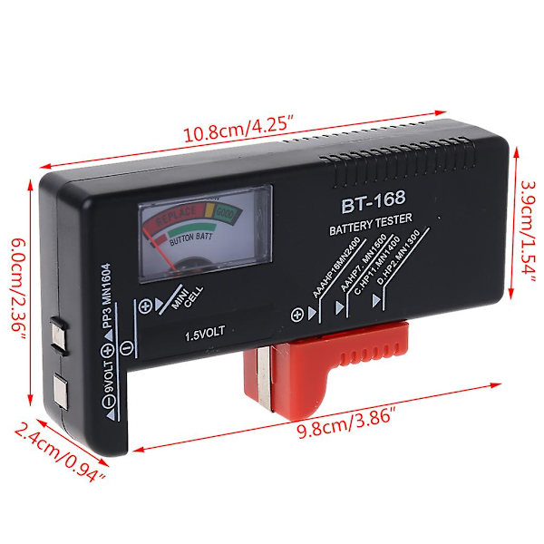 Universal batteritestare Aa Aaa C D 9v knappcellkontroll Volt testare kontroll