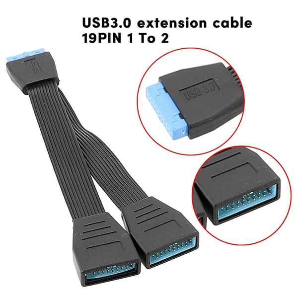 Usb 3.0 19-pin Header 1 Til 2 Splitter Motherboard Kabel - Ingen Mere Rod