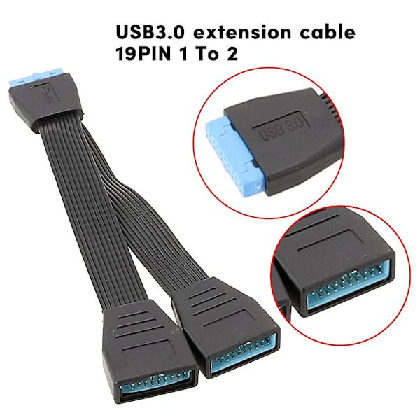 Usb 3.0 19-pin Header 1 Till 2 Splitter Moderkort Kabel Ingen Mer Röra 15cm