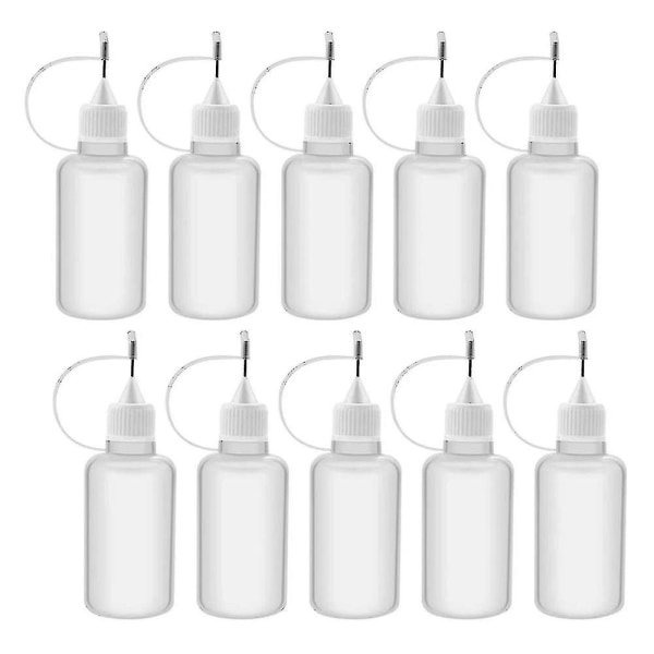 10 stk 30ml Plast Applikator med klembar spiss Gjenfyllbare dråpeflasker med nålespiss for Gl