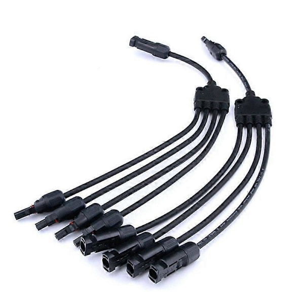 1 Par 4 Gren Y-Type Adapter Han & Hun Solar Stikkontakter 4 til 1 Panel Kabel Fotovoltaisk Con