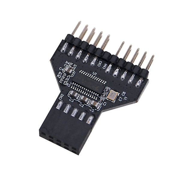 Moderkort Usb 9pin Usb 2.0 Hona Svart Gränssnittshuvud Splitter 1 Till 2