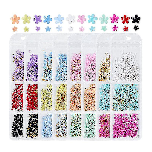 200 stk 3D Akryl Krystal Blomst Perle Neglekunst Dekoration Sød Blandet Manicure 19