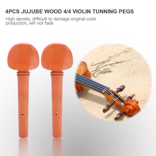 4/4 Fiolin Jujube Tre Tuning Pegs Reservedeler - Sett med 4
