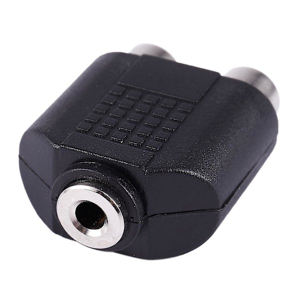 3,5 mm Hun-stik til Dobbelt Hun-RCA Jack AV Adapter Splitter Sort