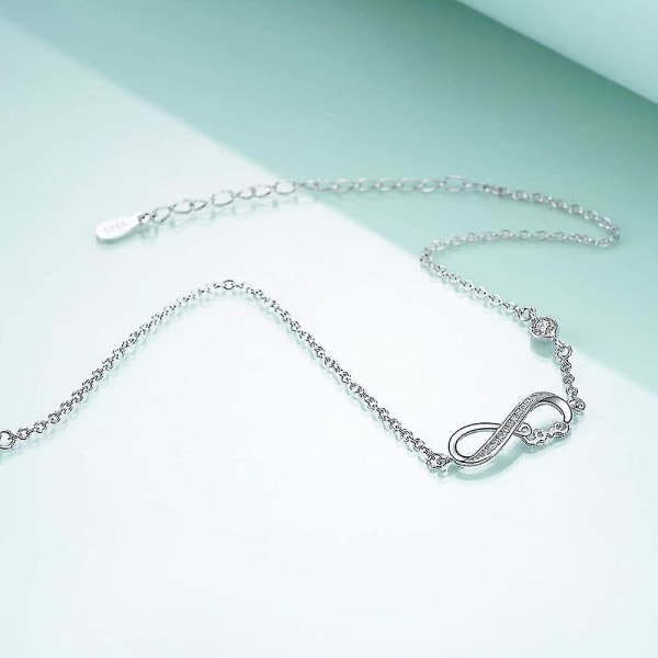 Infinity ankelarmbånd til kvinder, 925 sterling sølv charme justerbar ankel