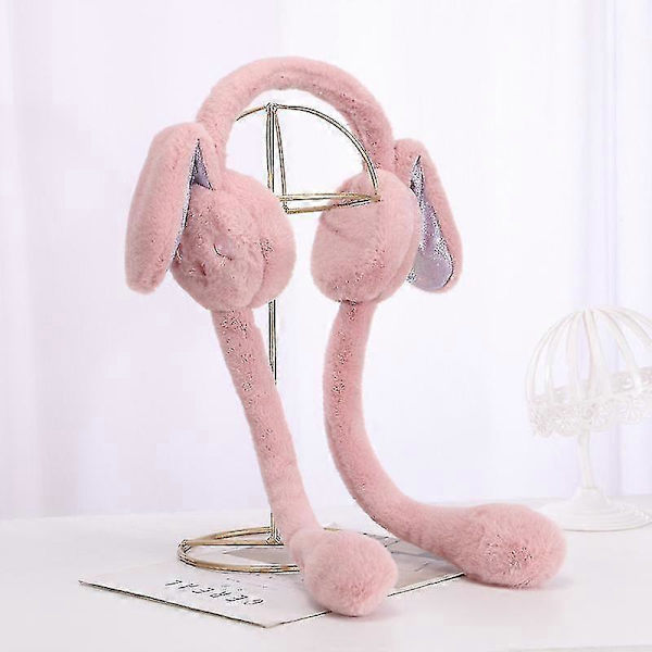 Plush Öronmuffar Kaninöron Rörliga Öron Vinter Varma Öron Skydd pink