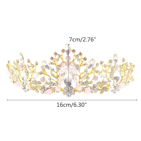 Nydelig rosa krystall krone kongelig dronning tiara hodebånd for jenter ball brude