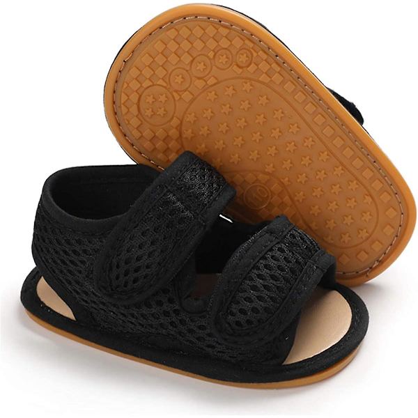Baby drenge piger sommer sandaler blød sål lærred lukket tå småbørn spædbarn udendørs gåsko f black 0-6 months infant