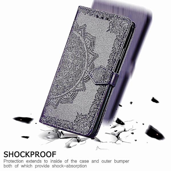 Samsung Galaxy Z Fold2 Etui Læder Pung Cover Emboss Mandala Magnetisk Flip Beskyttelse Stødsikker - Violet
