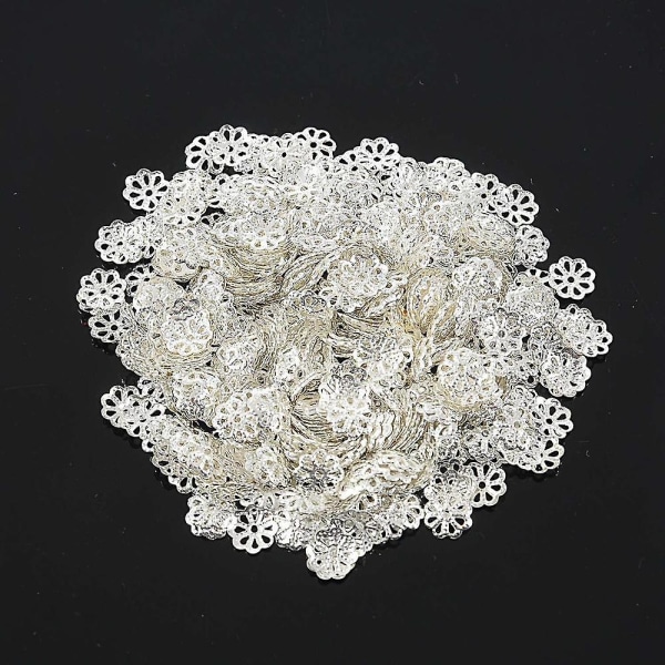 Vakre perle 6 mm sølvfargede blomsterperlehetter for smykkefremstilling (ca. 500 stk)
