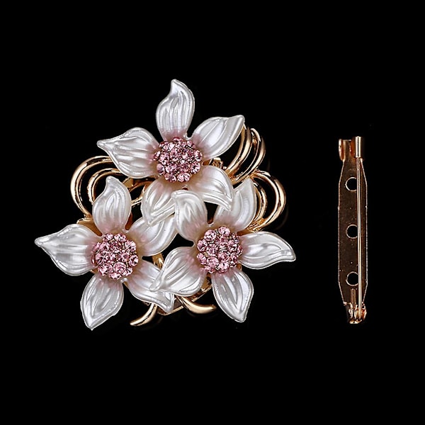 Ny dubbelsidig legering enkel sjal spänne brosch blomma form stift kvinnor damer