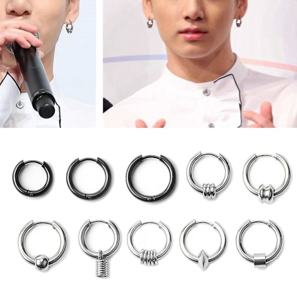 10 st/set Hypoallergena broskpiercing örhängen Tragus örhängen i rostfritt stål