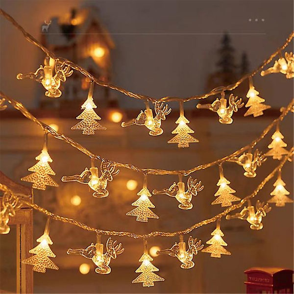 Juletrær Snøfnugg Led Lysstreng Banner Julepynt 2023 Til Hjemmet Navidad Julepynt Lys Nyttår 2024 elk tree 1.5m 10led
