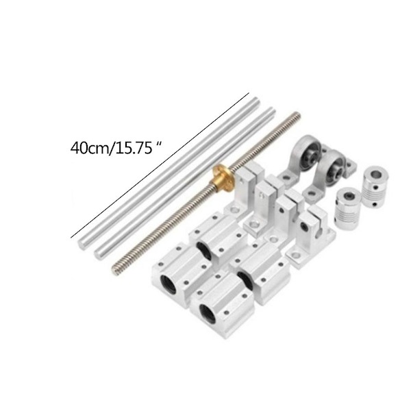 400mm helt gängad stång T8 blyskruv med mutterkit för 3D-skrivare/CNC-maskiner