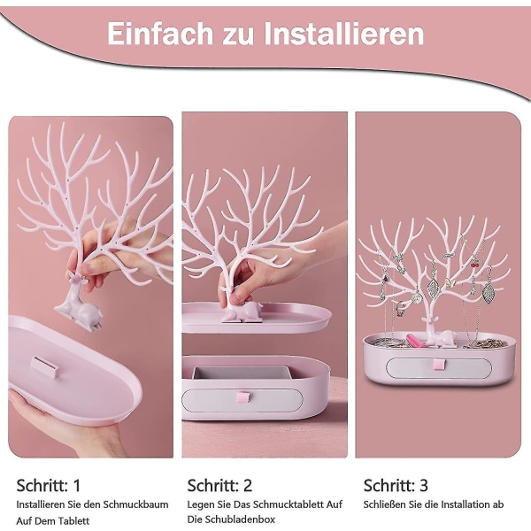 Smyckesställ med lådor, plast 3 i 1 smyckesträd smyckesdisplay horn smyckesdisplay smyckesställ dam smyckesdisplay för halsband
