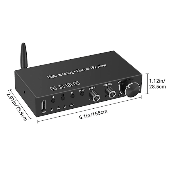 Multifunksjonell digital-til-analog-konverter med analoge stereo lydutgangsporter