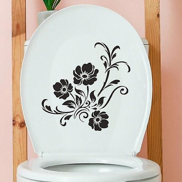 WC-kannen kannen tarra itseliimautuva vahva tarttuvuus DIY irrotettava vedenpitävä musta kukka tarra seinätaide