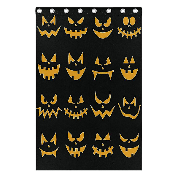 Uhyggelige Halloween Orange Græskar Ansigter Vinduesgardin Mørklægningsgardiner Mørklægningsgardin Til Soveværelse Stue, 2 Panel 130x210 Cm