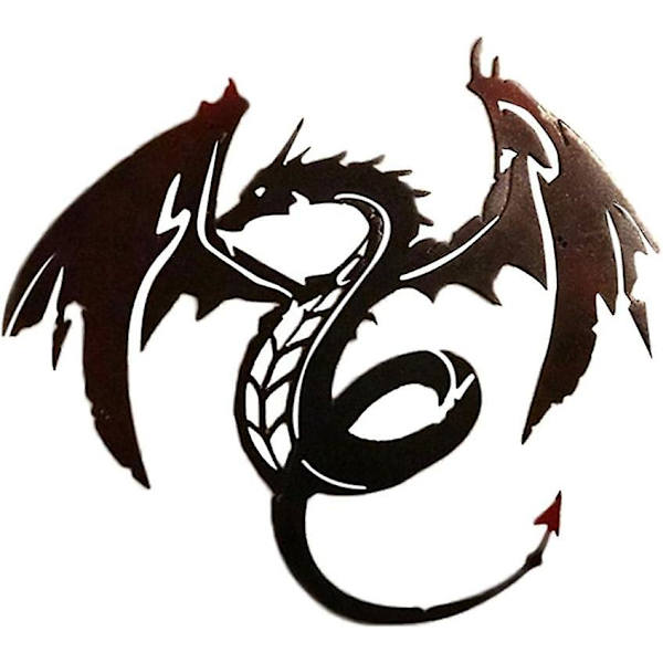 Metalldrake Väggkonst, Vägghängande Konstdekor Drak Skulptur För Sovrum Vardagsrumsdekoration, Svart Målad Drake