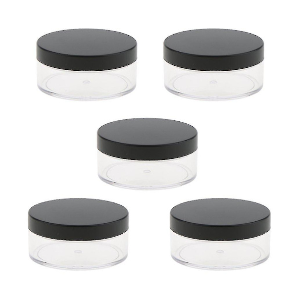 5 stk. 50g tomme plastik pulver krukke med sort låg til kosmetik pulver tom