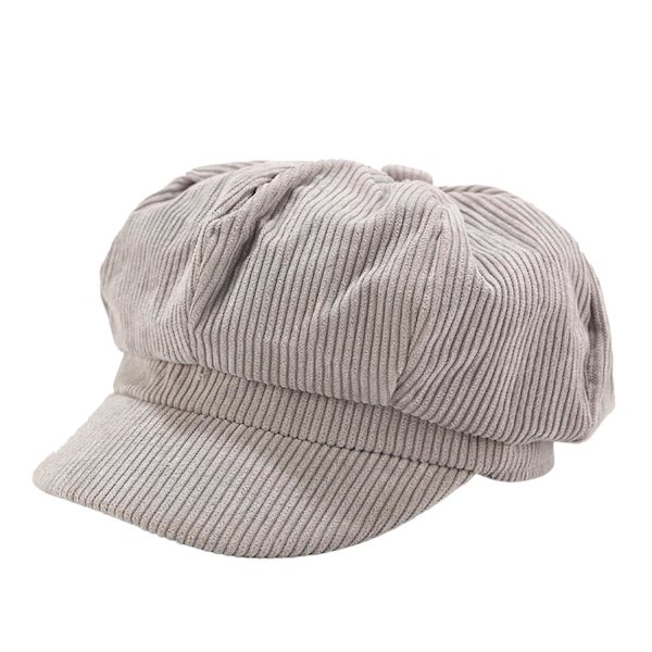 Visor Baretti Lakki Yksivärinen Retro Brittityyli Huippulaki 8 Paneelia Kylmänkestävä Korduroynainen Naisten Oktagon Uutispoika Cabbie grey
