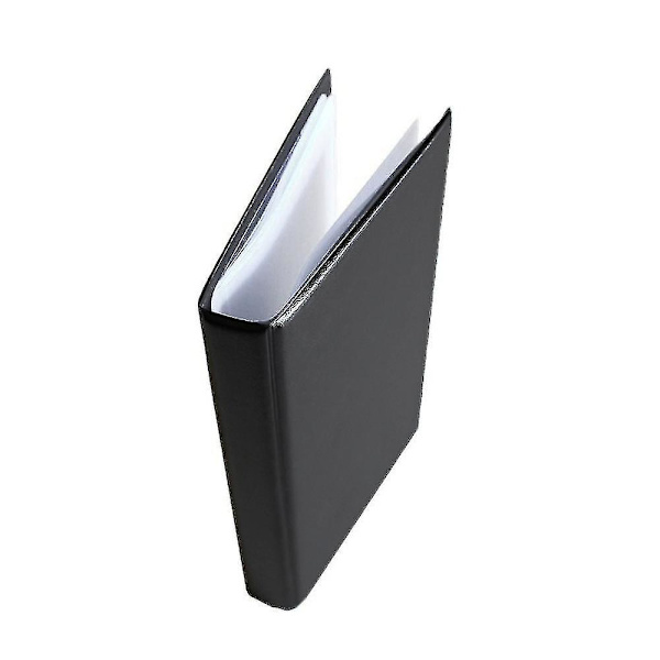 Sort læder 120 visitkort holder bog pung cover etui mappe