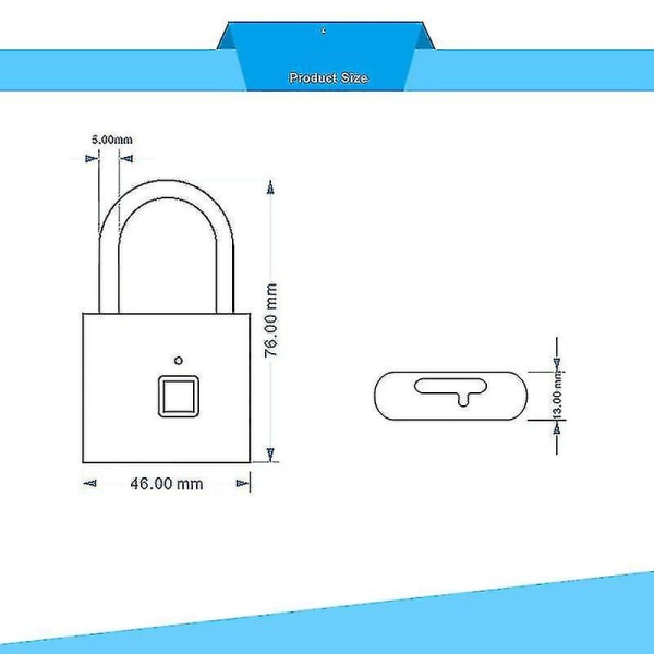 Sormenjälki Mini Smart Padlock USB lataus Biometrinen High Security