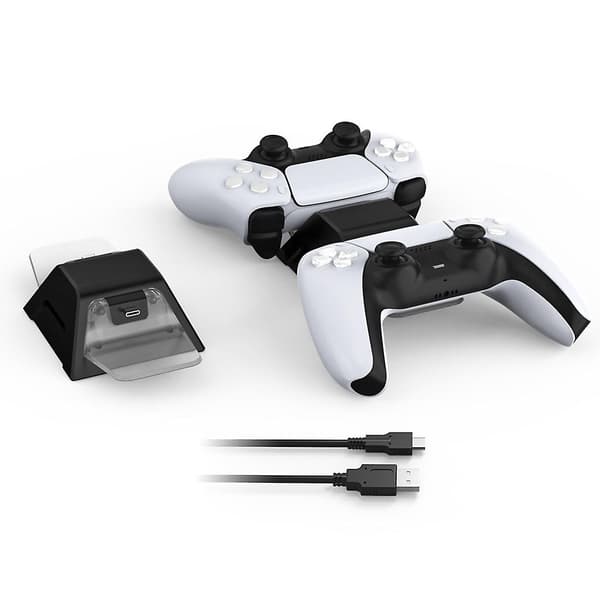 Hurtig og sikker oplader til 2 trådløse controllere med dobbelt controller LED
