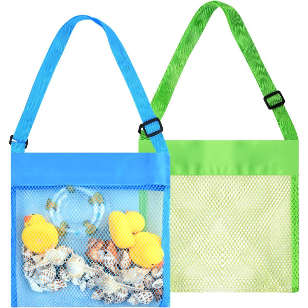 St. Kids Sand Toy Mesh Bag, Seashell Collector Bag, Colorful Mesh Beach Bags, Beach Toy Bag, Förvaring med justerbara remmar - Designad för barn