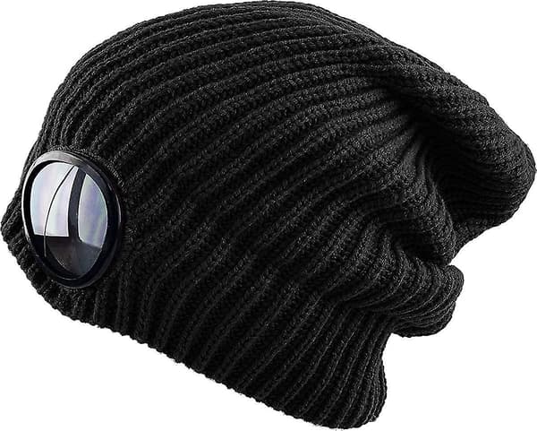 Goggle Lens Beanie Ribbed Knit Cuffed Vinter Skidmössa Skull Cap Solglasögon