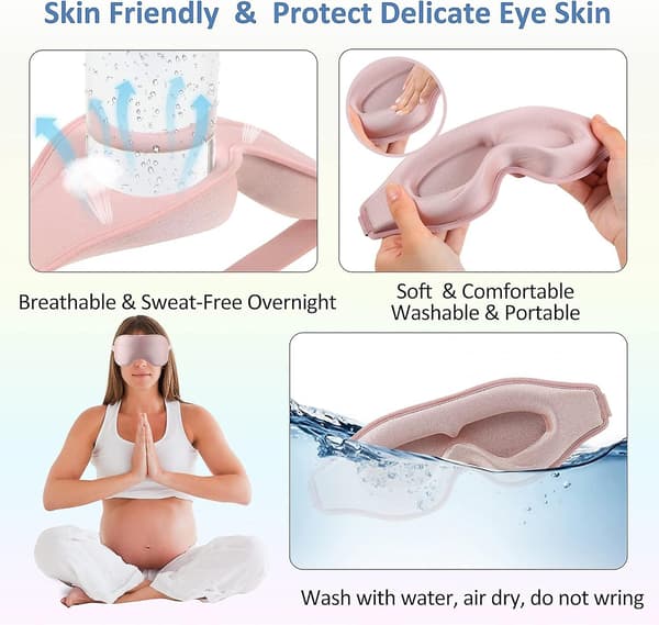 Dame 3D Søvnmaske (Pink), Søvnmaske Pink Søvnmaske, Blød Åndbar Øjenbindel, Nul Tryk S