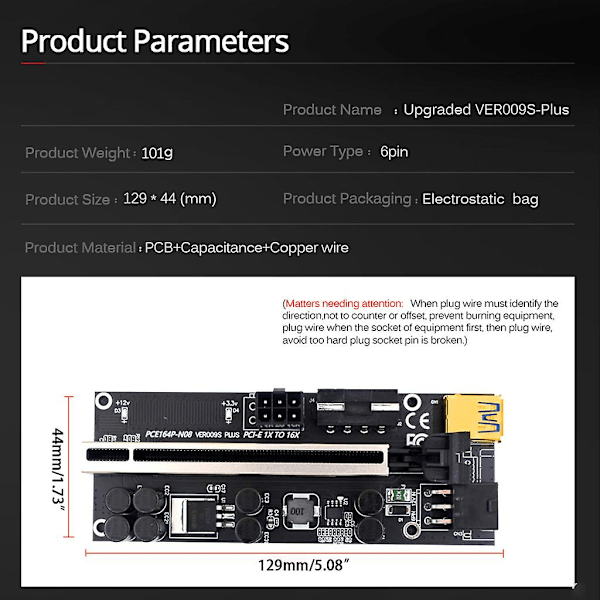 Pci-e Riser Board Med 8 Solid Kondensatorer Usb 3.0 Kabel 3 Strømalternativer 2 Led