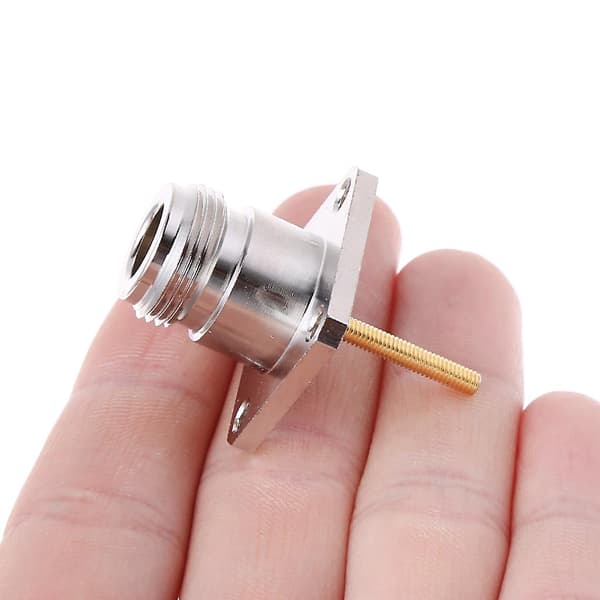 N-honkontakt i mässing med 4-hålsflänsmontering Chassi Rf-adapter Lång S