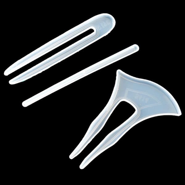 3x Kristall Epoxy Resin Form Antik Hårstift Trästickor Silikonform Hantverk