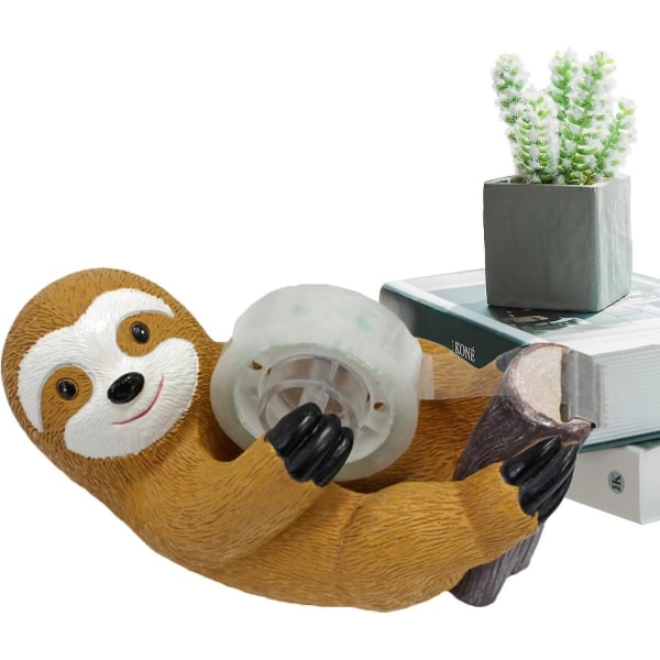 Cartoon Animal Desktop Tape Dispenser, selvklebende rulleholder, Cute Sloth Tape Dispenser med sklisikker base, Resin Tape Cutting Tool
