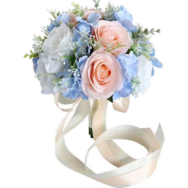 Bryllup Kunstig Blå Pink Blomsterbuket Ornamenter Tilbehør Til Bryllup